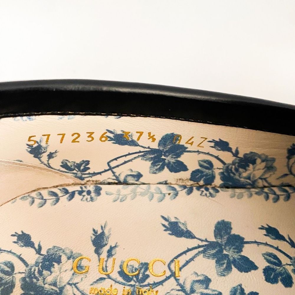 Gucci Loafers Lug Sole Chunky Black Leather Horsebit Size 37.5, 7.5 - Picture 11 of 14